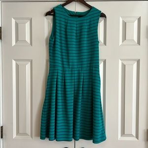 Turquoise dress with horizontal lines